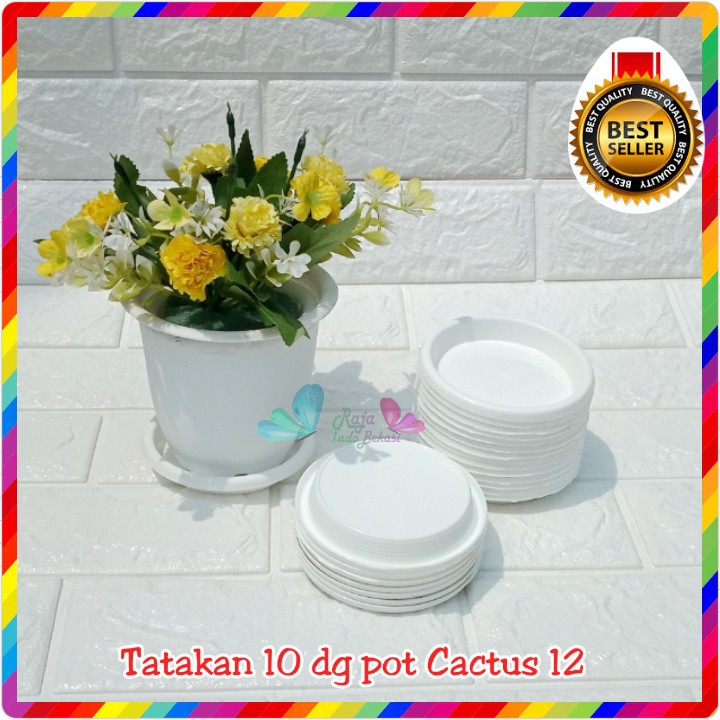 TATAKAN POT 10 PUTIH KECIL NKT/ECO/GBL ALAS POT 10 CM ALAS POT TAWON CACTUS KAKTUS 10 12 CM