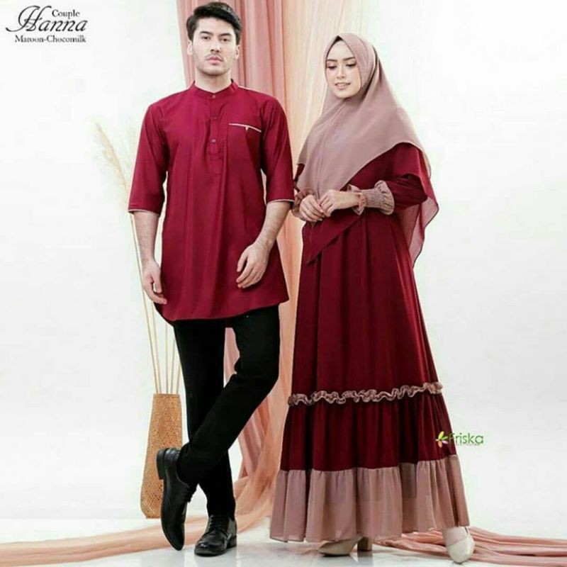 BAJU COUPLE HAWA SARIMBIT LEBARAN (2021) HAFIZ&HAFIZAH FAMILY GAMIS PLUS KHIMAR BAJU COUPLE KELUARGA