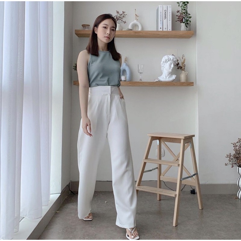 ZOEY CULLOTES KOREA LONG PANTS - CELANA KULOT WANITA PREMIUM - CELANA  KERJA PANJANG FORMAL WANITA - FLOWY PANTS - CELANA BAHAN - HADIAH ATAU KADO ULTAH CEWEK