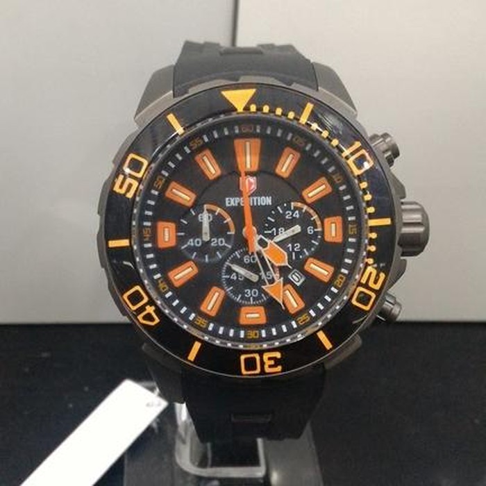 JAM TANGAN PRIA EXPEDITION E 6378 / E6378 GREY BLACK RUBBER BLACK ORIGINAL