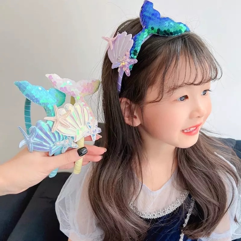 Bando Anak Korea Mermaid Jepitan Pita Aksesoris Rambut Anak Korea Lucu Terbaru