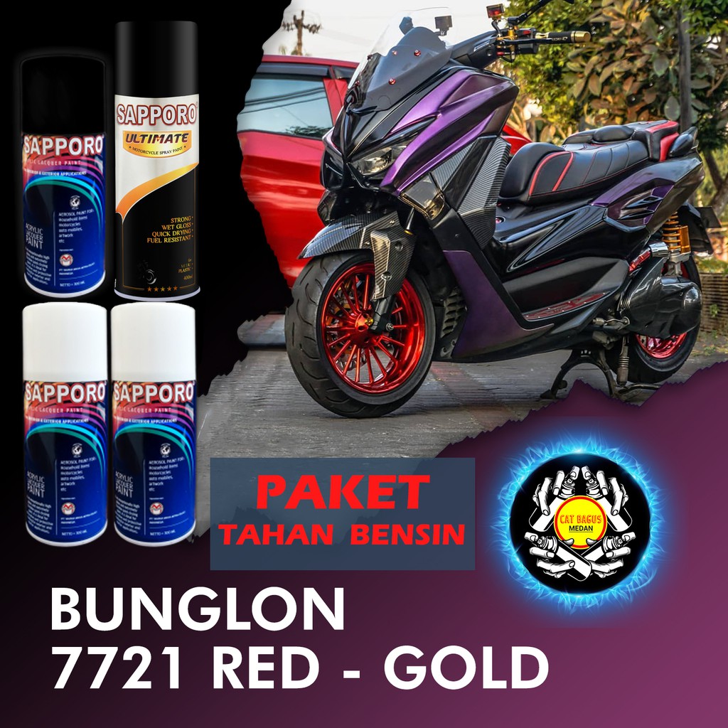 PAKET SAPPORO BUNGLON 7721 RED GOLD CAT SEMPROT 3D KHAMELEON TAHAN BENSIN LEMBAYUNG MERAH EMAS UNGU 