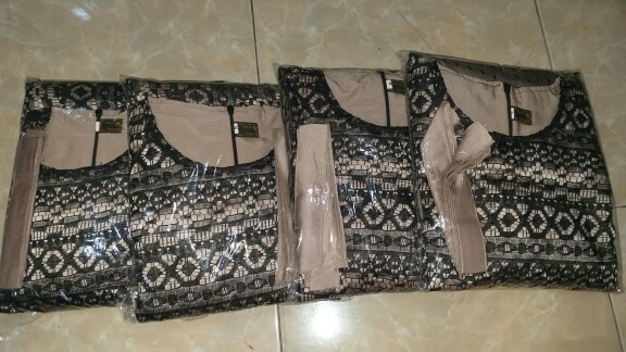 Gamis Couple-gamis Brukat Lace Maxmara Tile Doti - Kemeja Batik Pria