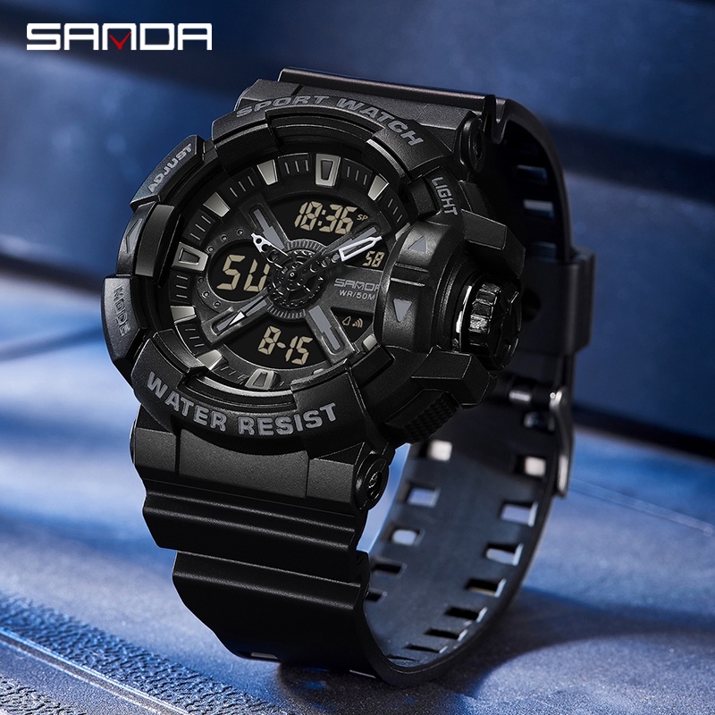 SANDA 3128 Jam Tangan Pria Wanita Digital Analog Tali Rubber Shockproof Anti Air WATCHKITE WKOS