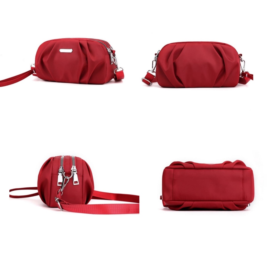 TAS SELEMPANG WANITA ANTI AIR MERAH PREMIUMMASONA TA654R1  SLING KOREA BAG PESTA KECIL FASHION CEWEK MURAH REMAJA KEKINIAN BATAM BRANDED IMPORT