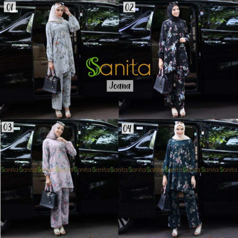READY Joana Set Atasan Celana ORIGINAL By Sanita Hijab | set tunik celana | tunik busui