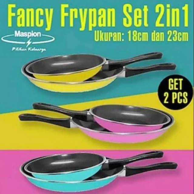 Maspion Fancy Fry Pan Set 2in1 - Teflon Warna