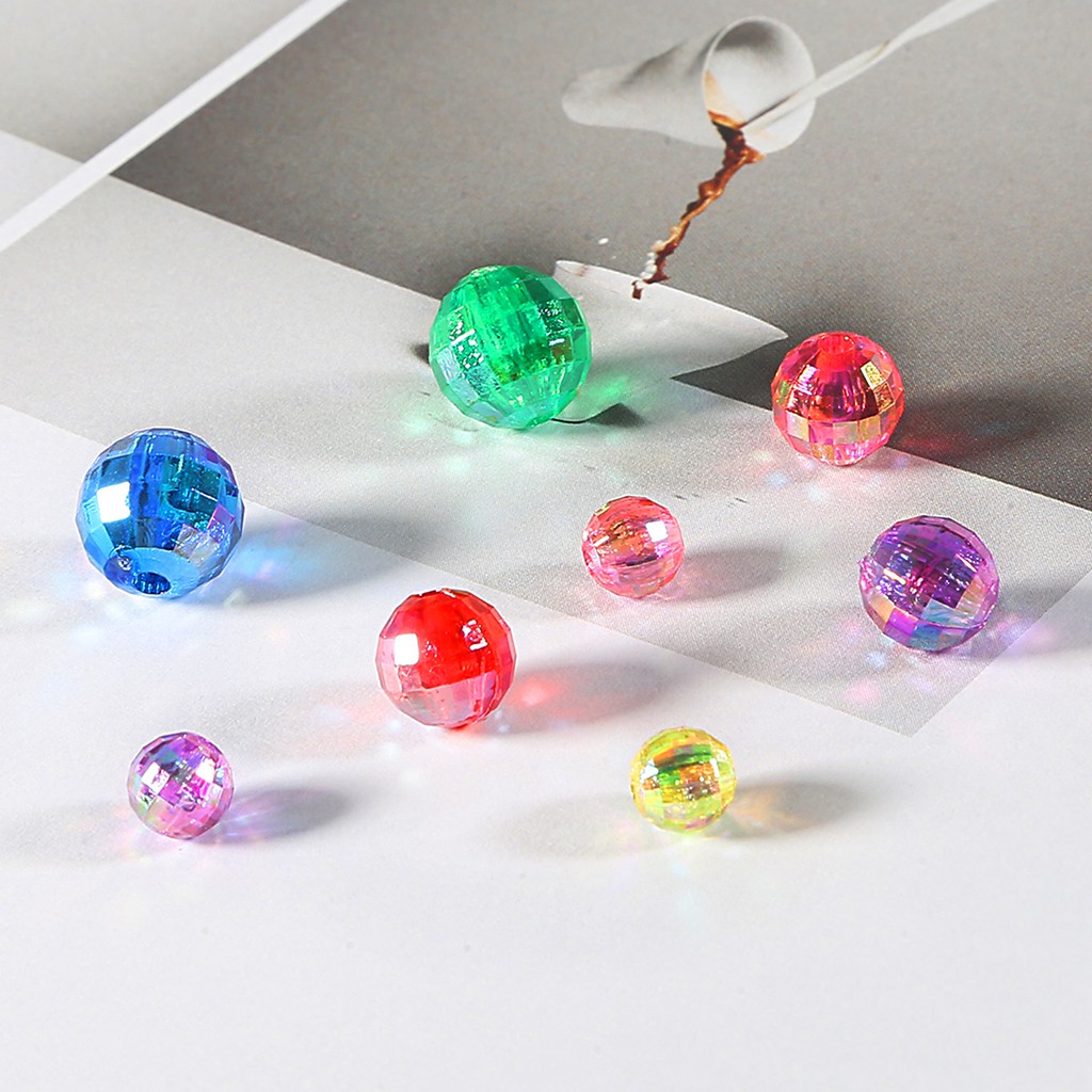 50/100PCS Faceted Acrylic AB Symphony Beads Transparent mixed color AB beads For DIY jewelry making accessories