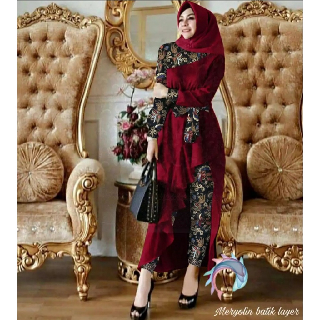 *[RXFK] Set Batik Hijab Lalena/ Batik Set Terbaru Wanita Celana / Hijab Set Ootd Hijab Muslim