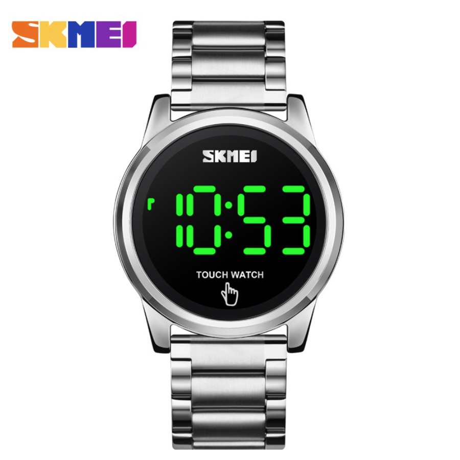 Jam Tangan Digital Touch Screen / Layar Sentuh 1684 Led Strap Kulit + Stainless Steel Untuk Pria