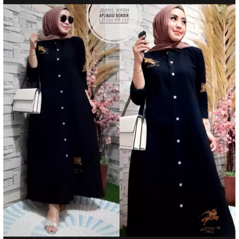GAMIS LEVIS WANITA_ LEVIS POLO _ BAHAN JEANS _GAMIS JEANS  MODEL TERBARU _ GAMIS JEANS TERLARIS