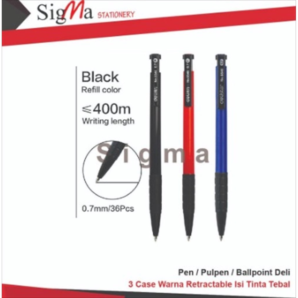 

Pulpen DELI Cetak Cetek 3 Warna Isi Tinta Tebal Murah 6546 (Pcs)