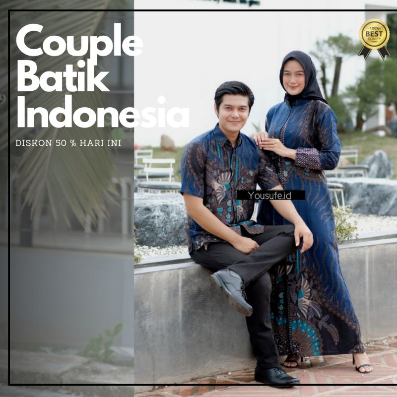 Couple Pasangan Batik Gamis Muslimah Kemeja lengan Panjang Pendek Terbaru Halus Tidak Menerawang Nyaman Tidak Luntur Diskon Gede Couple01merak