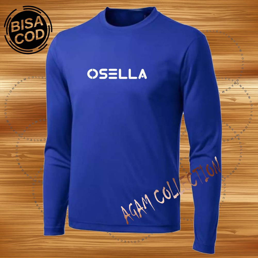 Agam Collection Baju Kaos Distro Osela Text Putih Lengan Panjang Premium Quality