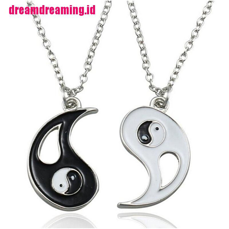 2pcs Gelang Persahabatan Yin Yang Warna Hitam Putih