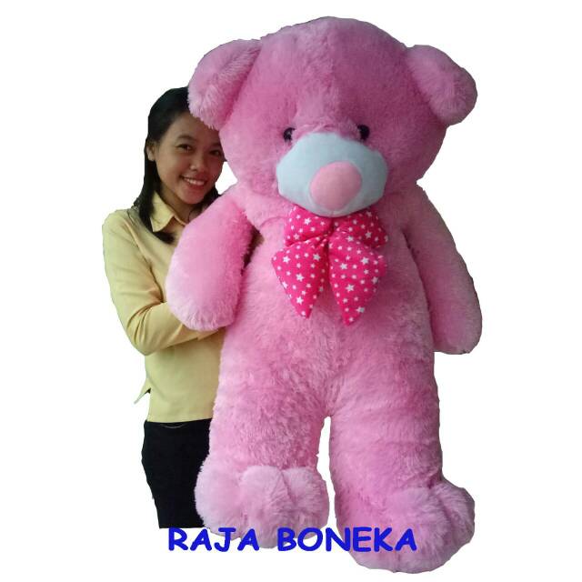 Boneka Beruang Jumbo Pink 1,1 Meter Besar Teddy Bear Panda Murah Bahan Halus Lembut Berkualitas
