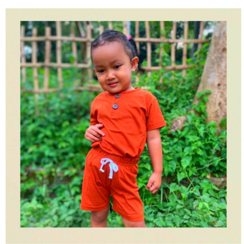Setelan Anak / Baju Anak Setcel Kiano 1-5 tahun-Orange