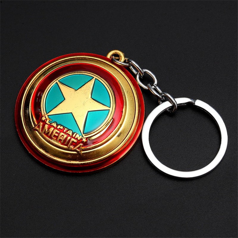 1pc Gantungan Kunci Bentuk Perisai Captain America Bahan Alloy