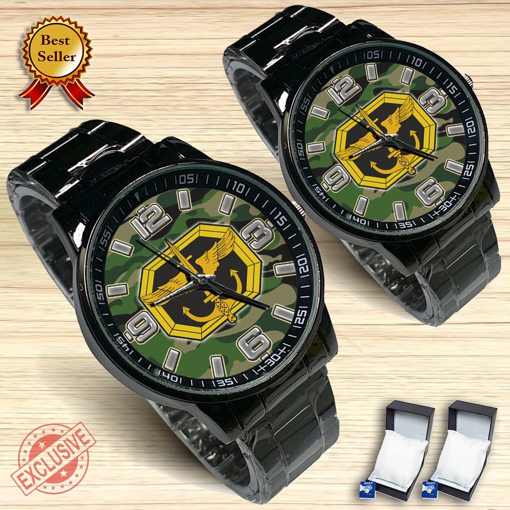 {Exclusive} Jam Tangan Couple TNI KOPASSUS - 2 (Satuan/Seapasang)