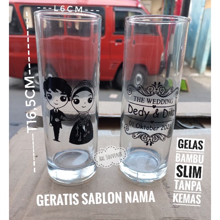 Souvenir Gelas Slim tinggi gelas bambu tanpa kemas
