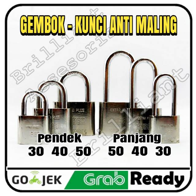 Gembok Pengaman Rumah - Pagar - Anti Maling - Ukuran 30 mm Leher Pendek atau Panjang