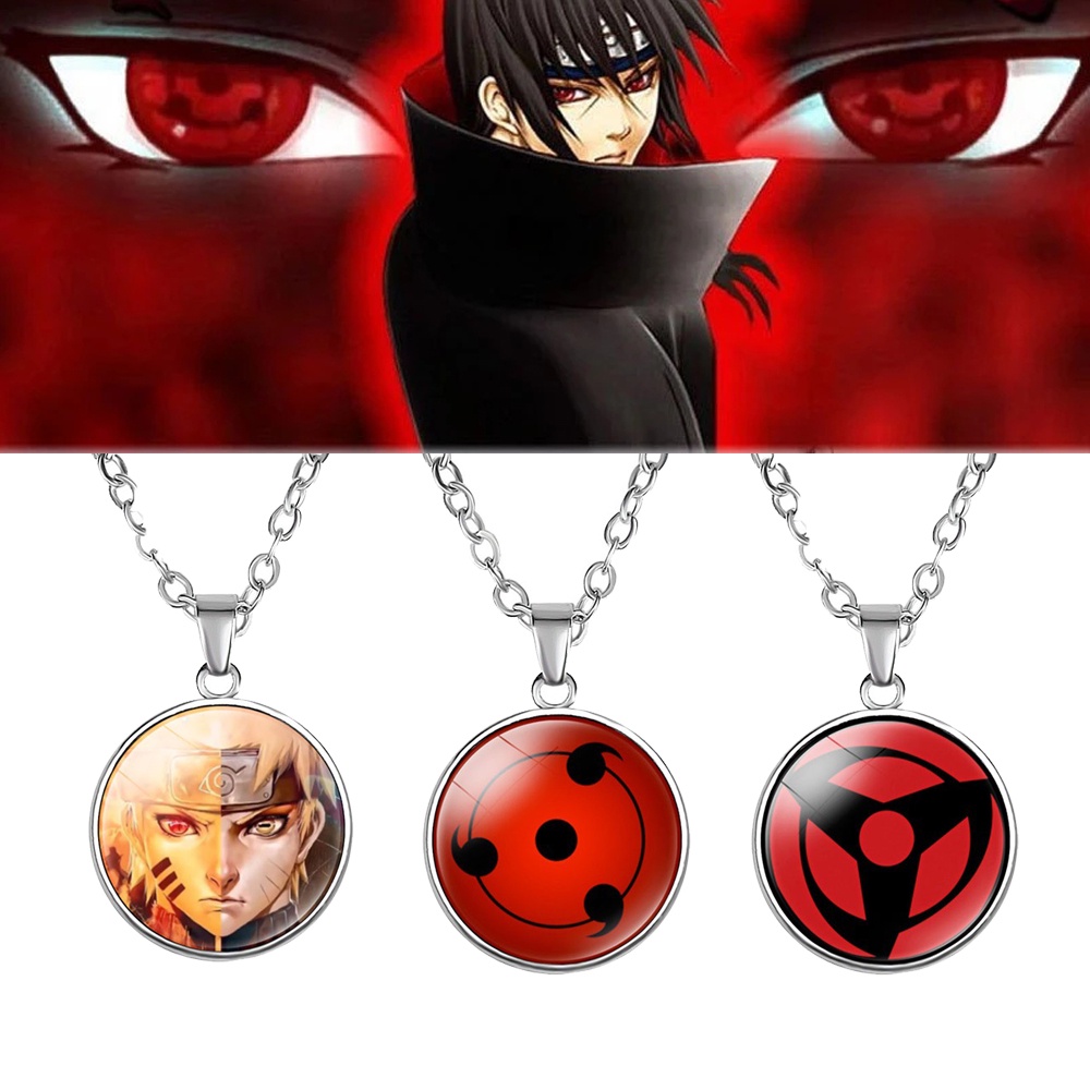 Kalung Rantai Dengan Liontin Anime Naruto Sharingan Uchiha Itachi Untuk Pria