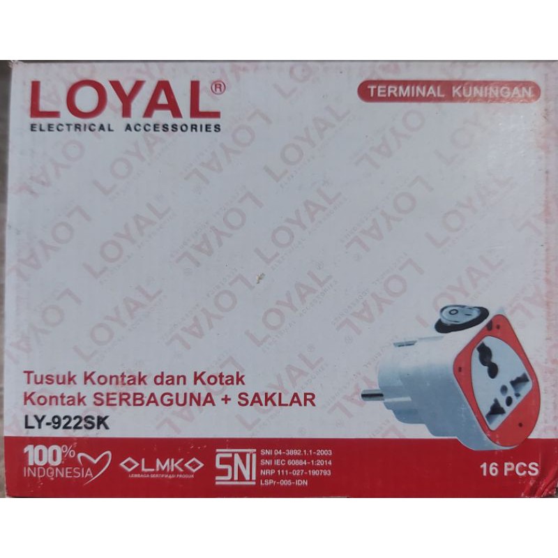 Tusuk Kontak dan Kotak Kontak SERBAGUNA+SAKLAR Loyal LY-922SK, Steker + On/OFF, Wanpro Saklar