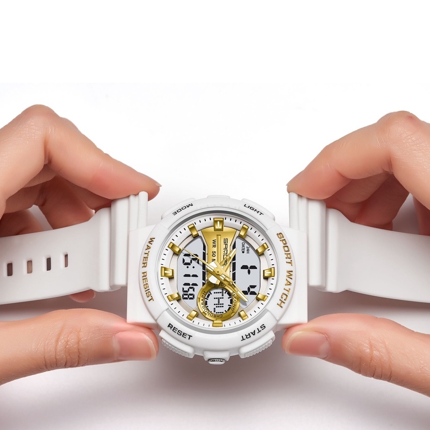 SANDA 6073 Jam Tangan Wanita Digital Analog Tali Rubber Chronograph Anti Air WATCHKITE WKOS