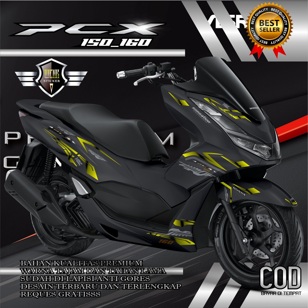 DECAL STICKER PCX 48 DESAIN 150_160 BLACK, Desain GRAFIS TERBARU