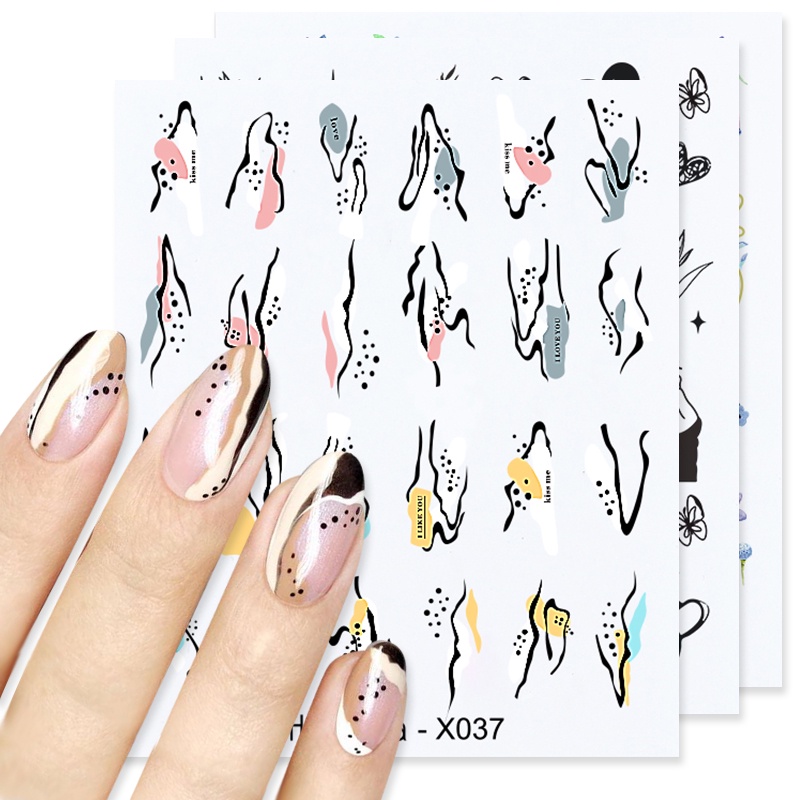 Harunouta Stiker Decal Transfer Air Motif Buah / Bunga / Daun Untuk Dekorasi Nail Art / Kutek Gel UV