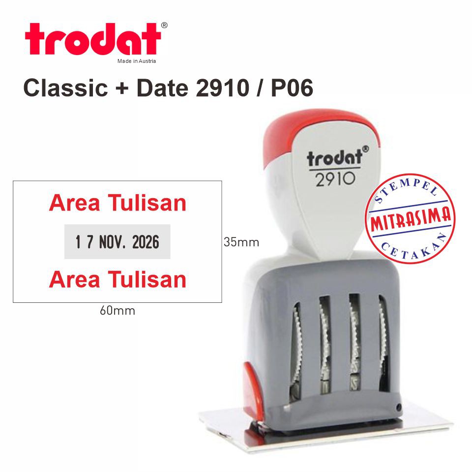 

Stempel Trodat 2910-P06 ( Tulisan + tanggal model klasik persegi )