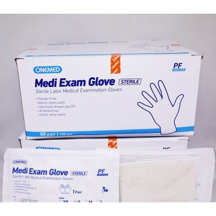 SARUNG TANGAN MEDI EXAM GLOVE STERILE MEDIS NON POWDER PER BOX - ONEMED