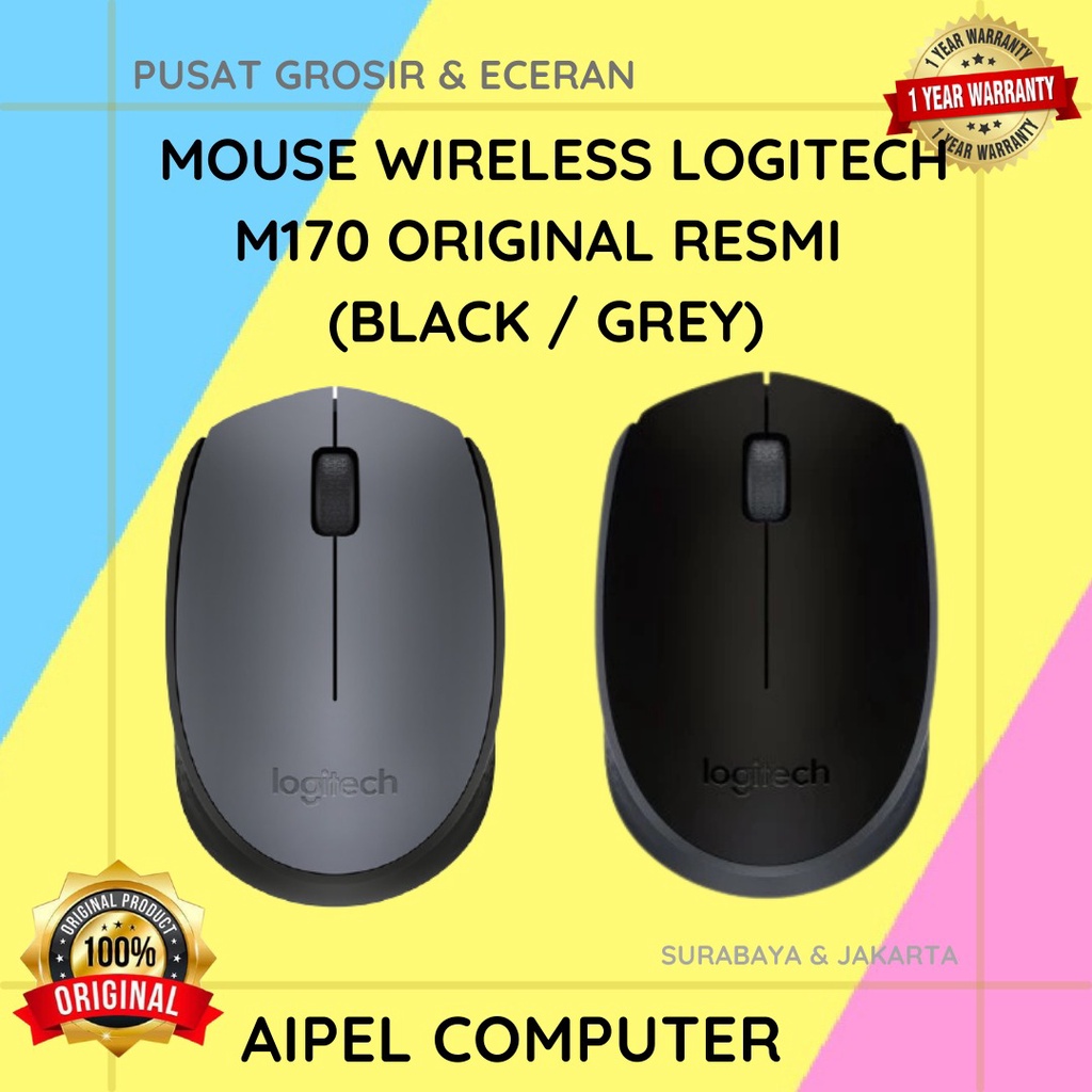 M170 | MOUSE WIRELESS LOGITECH M170 ORIGINAL RESMI (GREY)