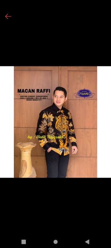 Batik Pria Macan Raffi Lapis Furing Katun Halus Sragenan Size M-xxl Asli Solo