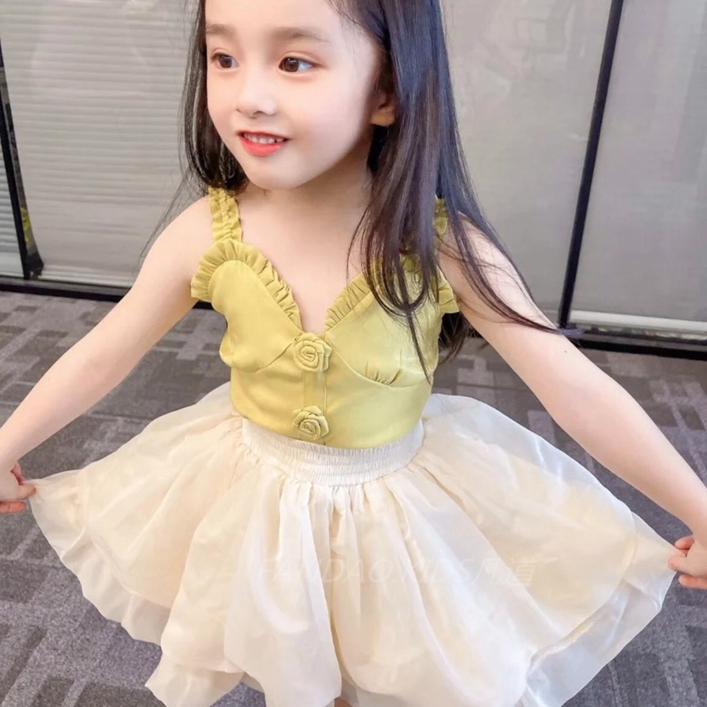 SB24- NEW Setelan baju tanpa lengan dan rok tutu anak/baju setelan anak /pakaian bayi anak perempuan motif cute