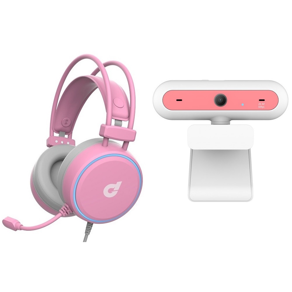 [Paket] dbE C220 2K Auto Focus Webcam + dbE GM160 Pink Gaming Headset