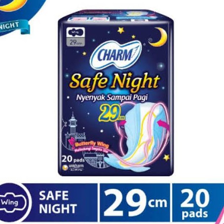 Charm Pembalut Safe Night 29cm Wing 18 pads