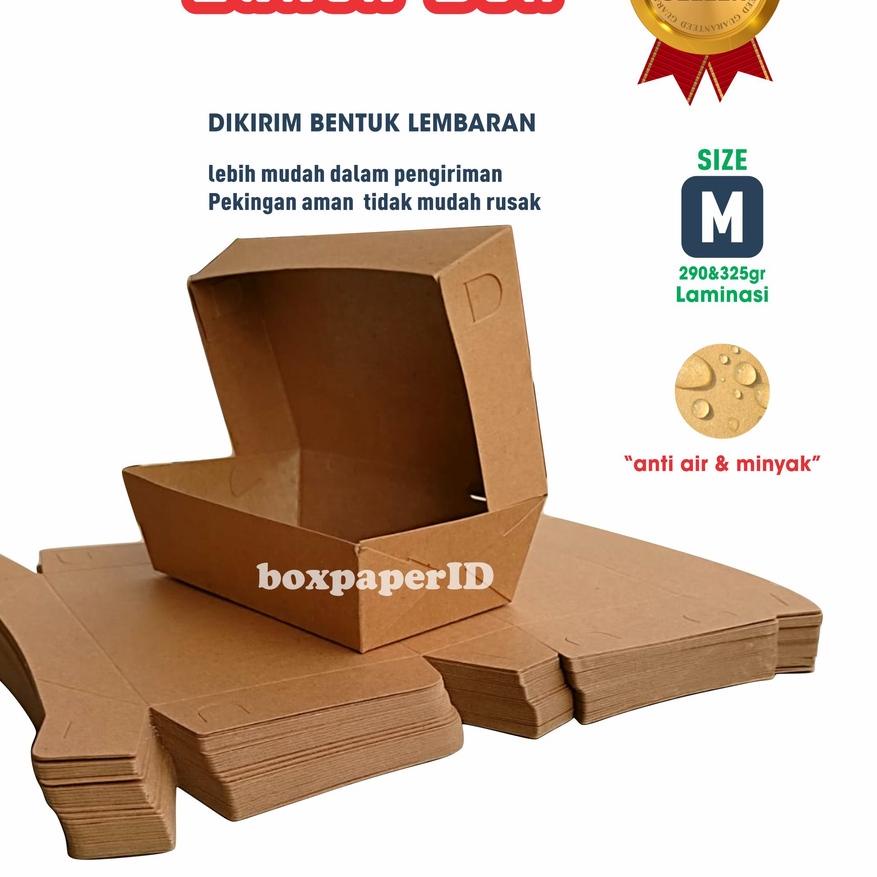 ✧ Paper Lunch Box Size M Paket Hemat 45pcs Craft Laminasi Kotak Nasi Goreng Ayam Geprek Dimsum Kebul
