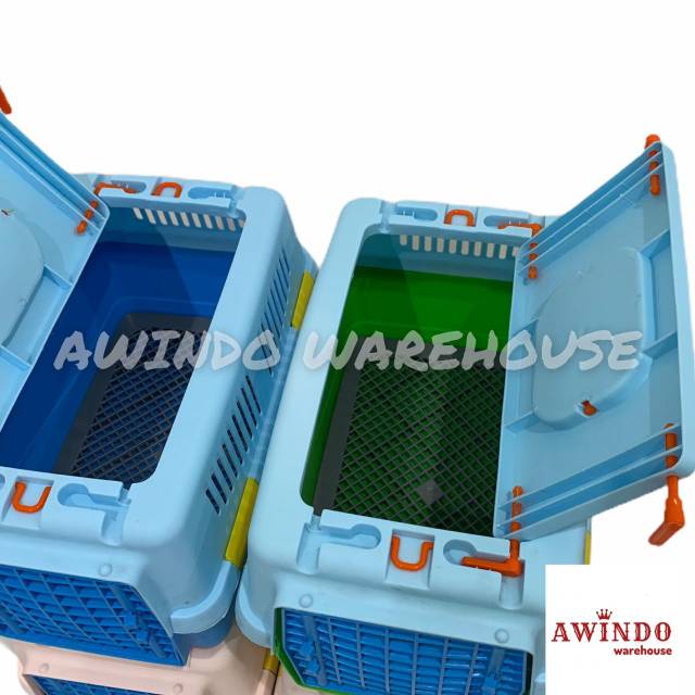 PET CARGO KUCING PLASTIK - Rumah Kandang Kargo Kucing Anjing Kelinci 50x35x35 Pet Carrier 2 Pintu