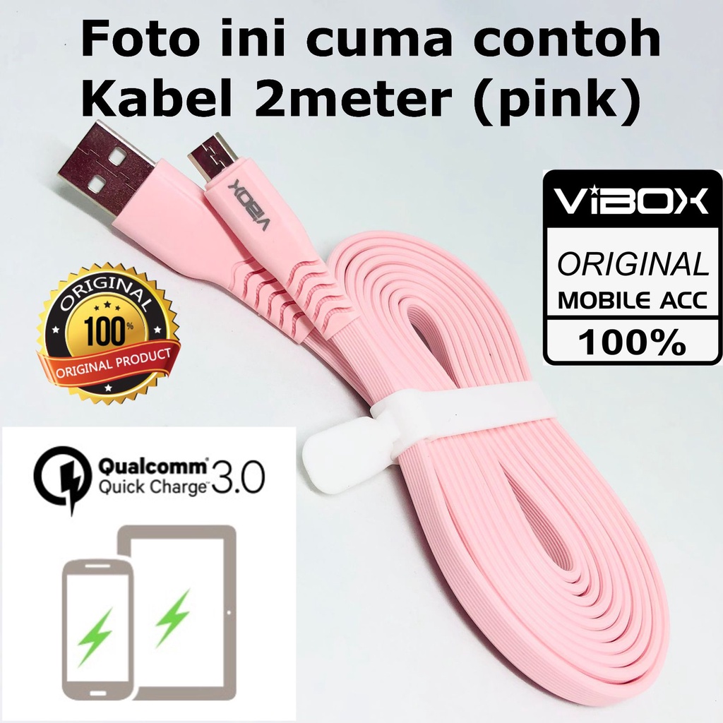 KABEL DATA VIBOX VB200 MICRO 2.4A 2 METER ORIGINAL VIBOX KABEL DATA IP CAMERA CCTV KABEL CASAN HP PANJANG 2METER