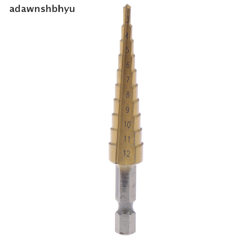 Adawnshbhyu 3-12mm Coated Stepped Drill Bits Hex Handle Mata Bor Besi Alat Listrik