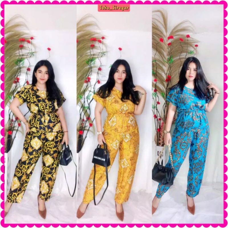 ONE SET RAYON SETELAN WANITA TIE DYE CELANA PANJANG TIEDYE BALI RAYON BABY DOLL MOTIF SULTAN WARNA