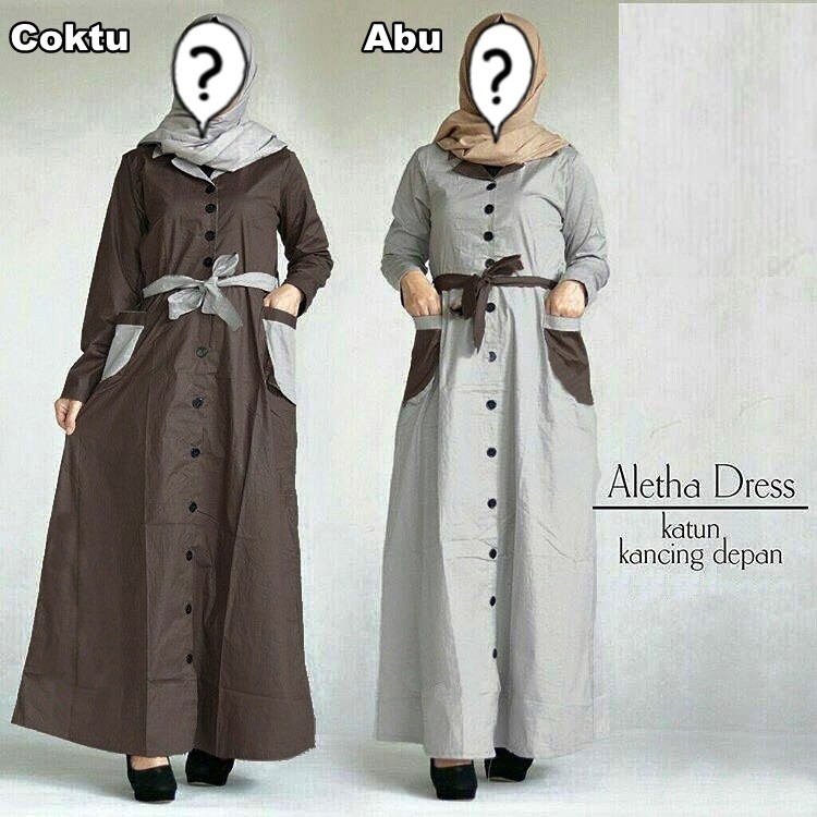 [BIDADARI FASHION] - Busana Muslim wanita Rok mekar Pink Fanta Maxi dress ALETHA