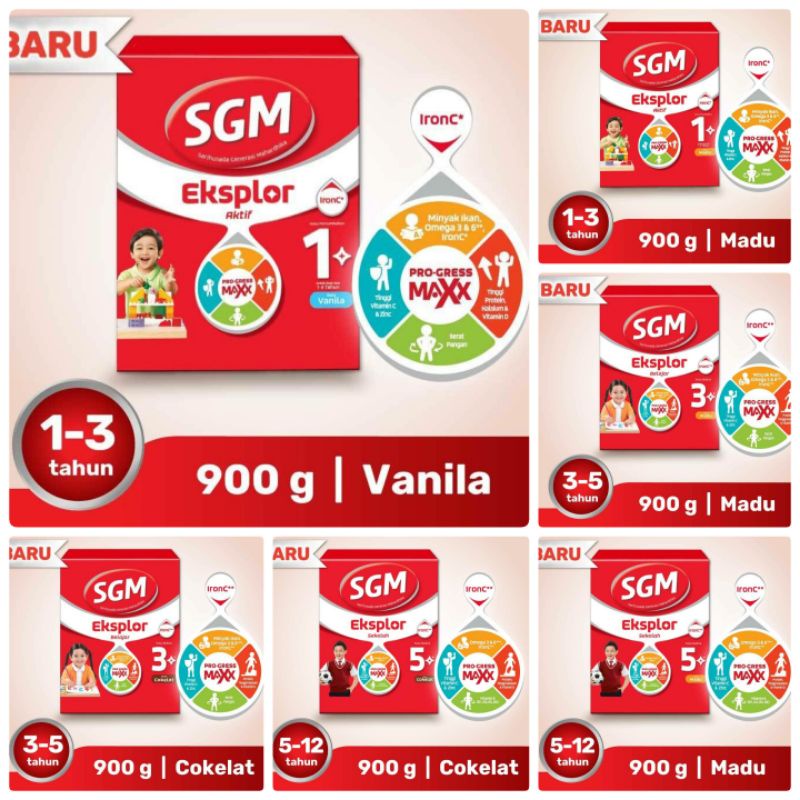 SGM EKSPLOR 1+ 3+ 5+ 900gr Vanilla Madu Coklat