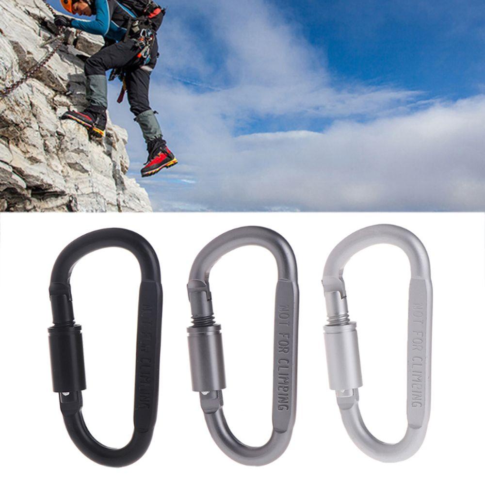 Rebuy Carabiner Bentuk D Alat Luar Ruangan Mendaki Kait Berkemah Bahan Aluminium Alloy Metal