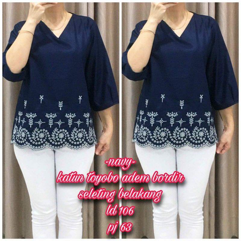 ATASAN BLUS BORDIR KATUN TOYOBO SELETING BELAKANG ED111
