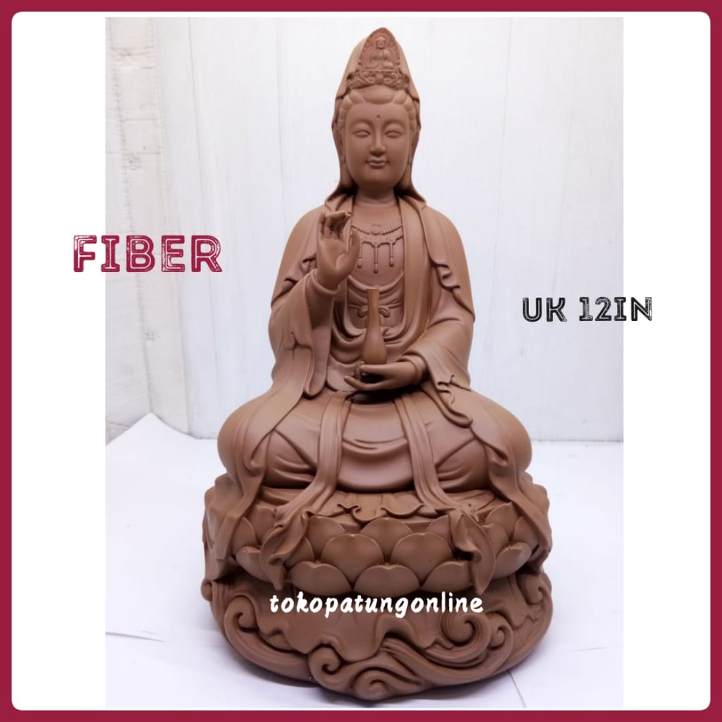 Patung Kwan Im Fiber 12in 021 Warna Kayu