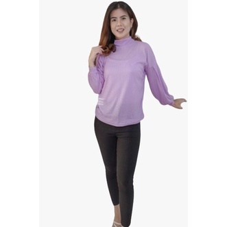 Tq88indonesia Fashion Baju Wanita Leher Lipat / Tinggi Lengan Panjang /  Avalee Oversize Turtleneck RIB / Busana Santai Cewek / Ootd / Outfit Kekinian