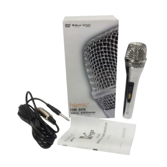 Mic Microphone Microfon Homic HM-909 Full Stainless Karaoke