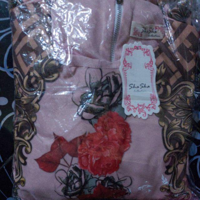 Gamis Outer Gradasi Kotak Batik Lengan Kerut Ori Extu